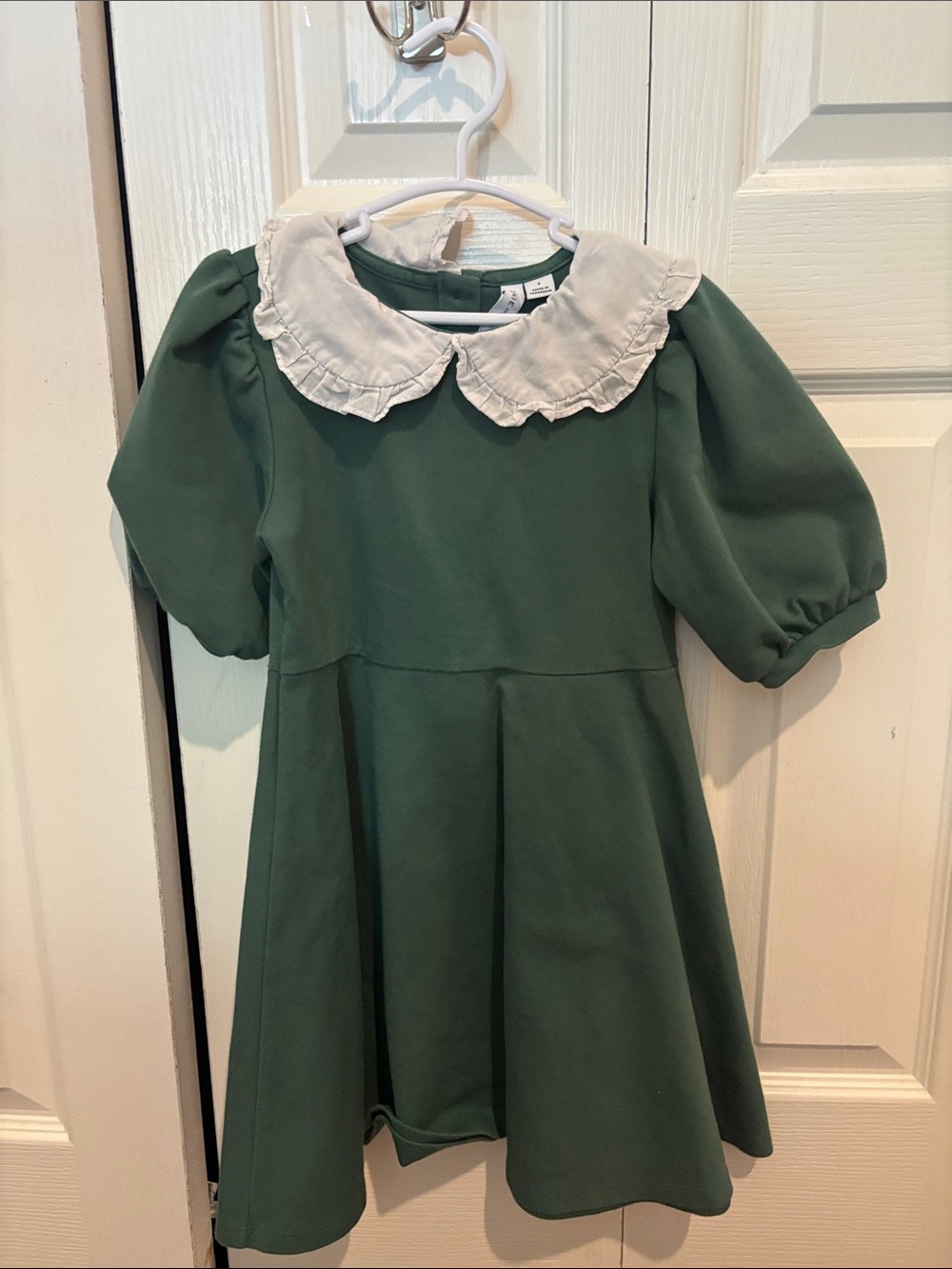 Janie and Jack Emerald Green Dress with White Ruffled Collar